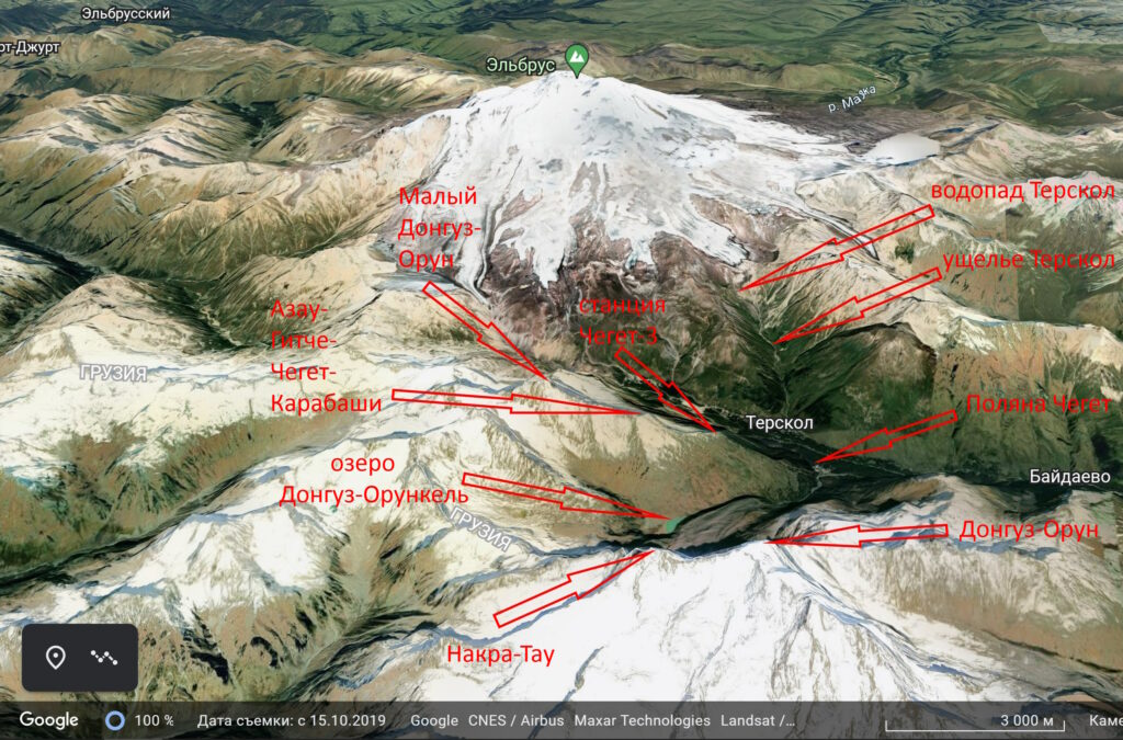3D карта Приэльбрусья