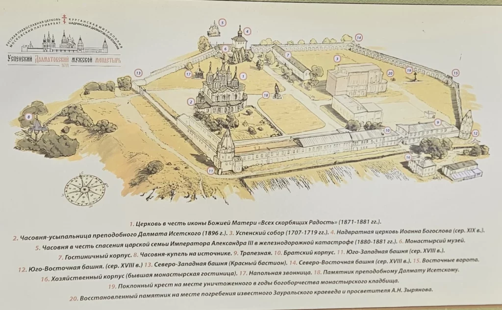 Успенский Далматовский монастырь, план
